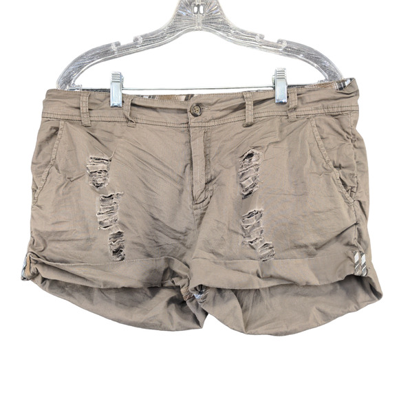 BKE Casuals Womens Alexa Chino Shorts Brown Size 30 Distressed Pockets - Picture 1 of 12